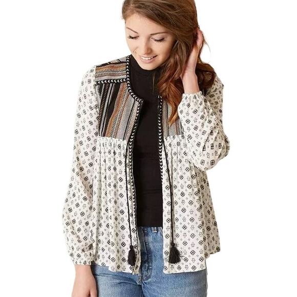 JOLT printed cardigan JACQUARD YOKE WOMEN SIZE LARGE BUCKLE BRAND - Picture 1 of 7
